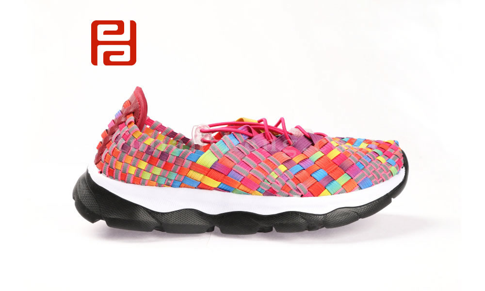 福連升時尚休閑女鞋潮流編織彈力面炫彩拼色女鞋圖片