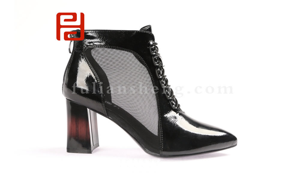 福連升女鞋高跟鞋網(wǎng)紗單鞋粗跟涼鞋鏤空網(wǎng)靴涼靴圖片