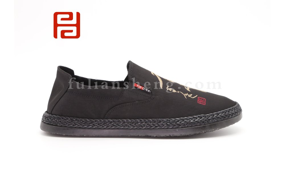 男鞋雨傘布棉麻透氣舒適中國風一腳蹬懶人男鞋圖片