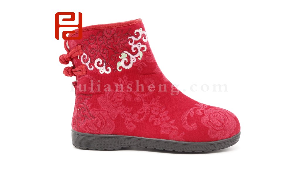 福連升老北京布鞋2020冬季新款民族風(fēng)中國(guó)風(fēng)繡花印花舒適短靴圖片