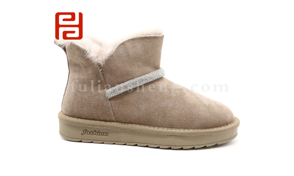 福連升休閑鞋女靴短靴棉鞋20冬季磨砂牛皮加厚保暖時(shí)尚雪地靴女圖片