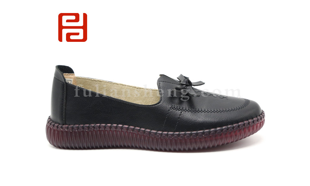 福連升女鞋春季舒適透氣休閑女單鞋手縫媽媽鞋平底鞋圖片