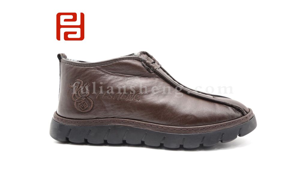 福連升休閑鞋冬季保暖加絨男鞋中幫國風(fēng)一腳蹬舒適鞋子圖片