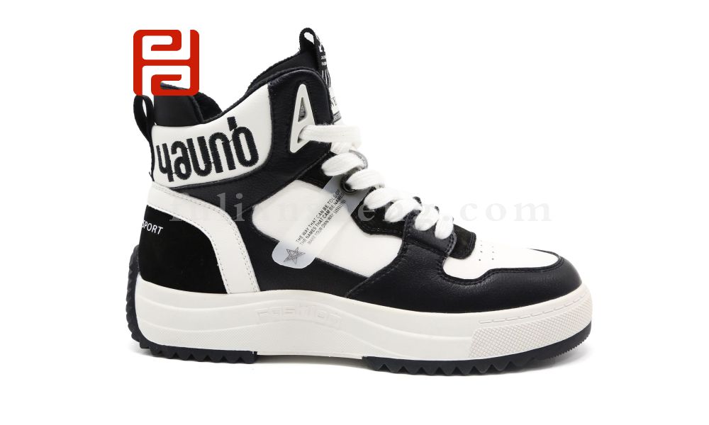 福連升休閑鞋冬季女鞋休閑高幫加絨皮面時(shí)尚鞋子圖片