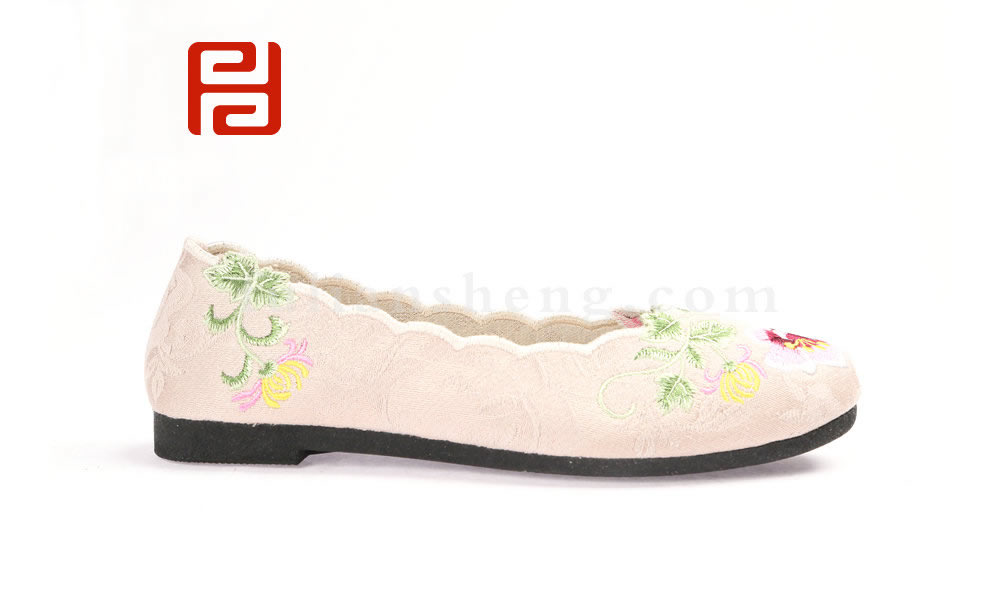 福連升繡花鞋女單鞋淺口老北京布鞋媽媽鞋軟底舒適懶人鞋(圖3)