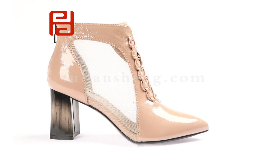 福連升女鞋高跟鞋網(wǎng)紗單鞋粗跟涼鞋鏤空網(wǎng)靴涼靴(圖2)