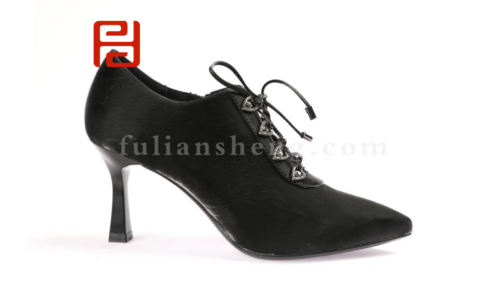 福連升春款單鞋黑色高跟鞋百搭休閑鞋工作通勤細(xì)跟女鞋子(圖2)