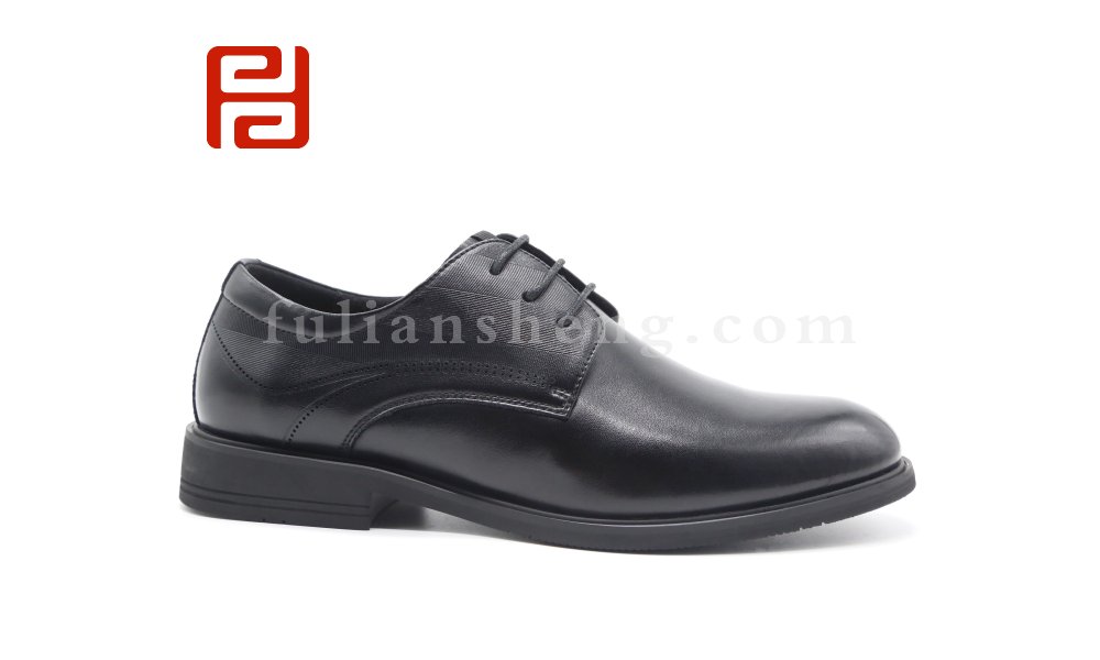 福連升正裝商務(wù)皮鞋黑色橡膠底工裝鞋細(xì)膩光澤正裝男鞋